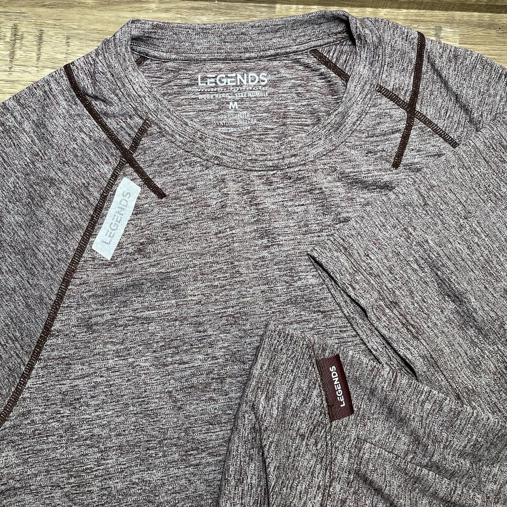 Legends Enzo Mens Performance T-Shirt Tee Heathered Maroon Space Dye Medium EUC